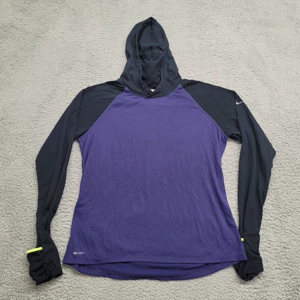 Nike Running Hoodie Womens Large Purple Pullover Outdoors Training Swoosh DriFit